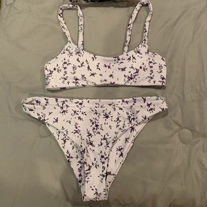 SHEIN white and purple flowery bikini